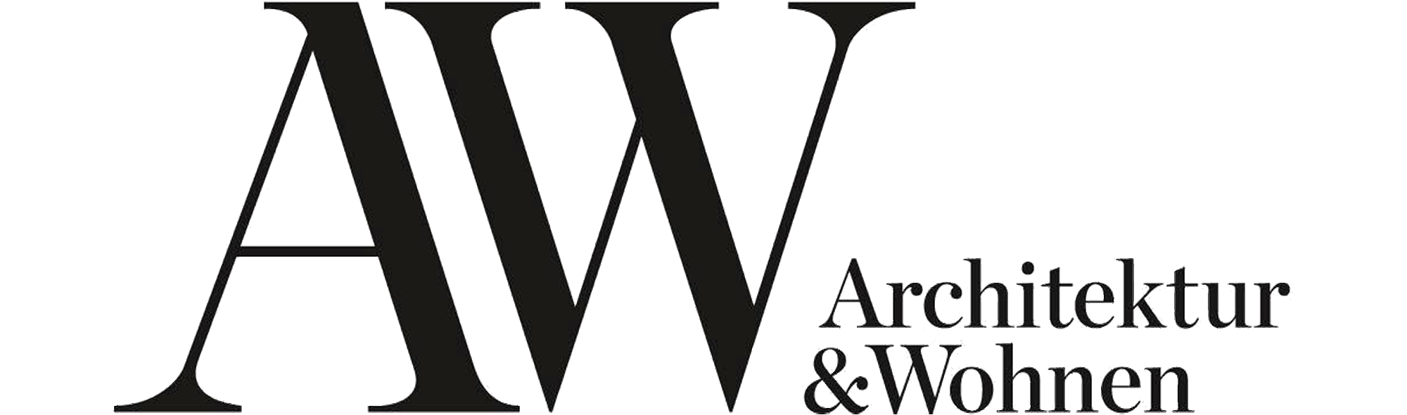 Logo of AW Architektur & Wohnen with large 'AW' letters and text below.