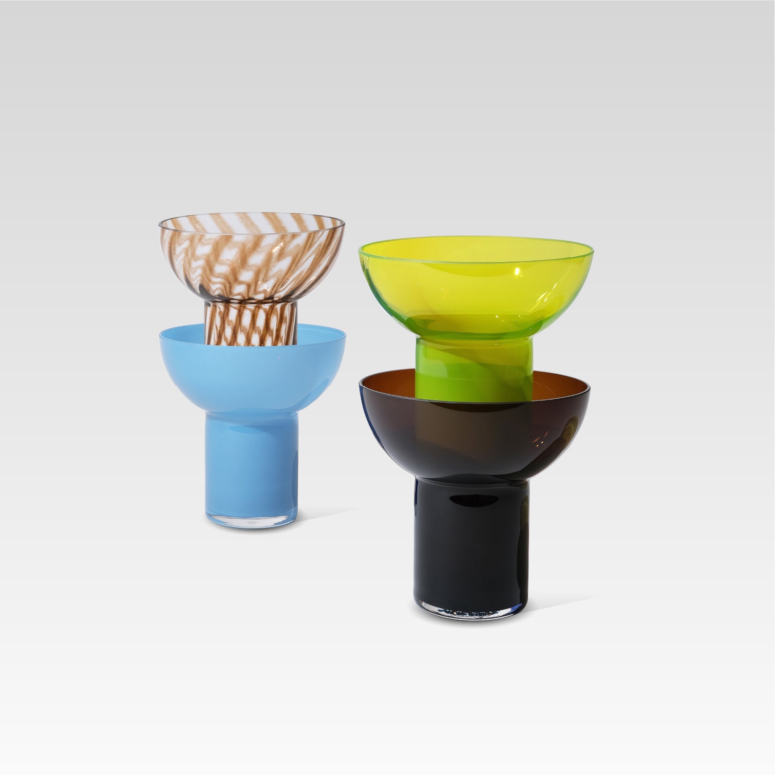PLASH Glass Mix Set of 4 (Brown, Green, Opal Light Blue, Swirl Brown) by PLASH
